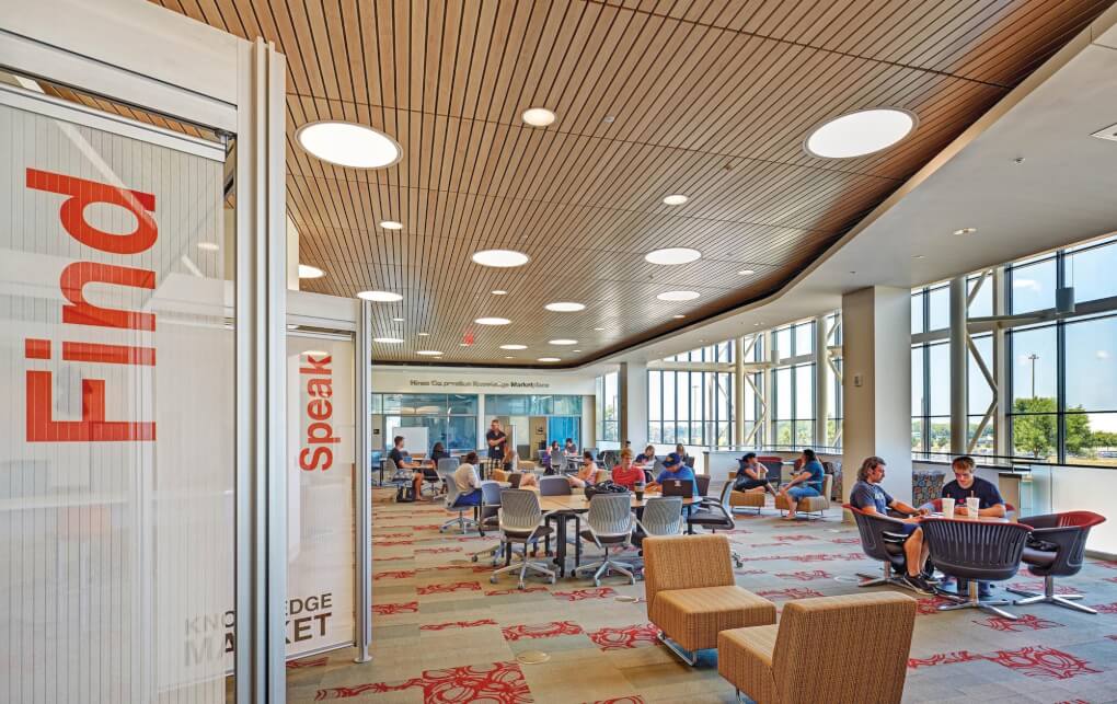 Students and staff use the Knowledge Market, in the Mary Idema Pew Library.
